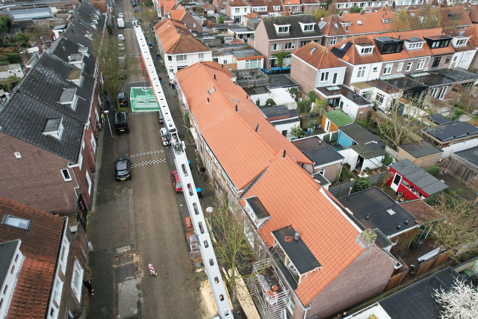Luchtfoto van een gerenoveerd plat dak